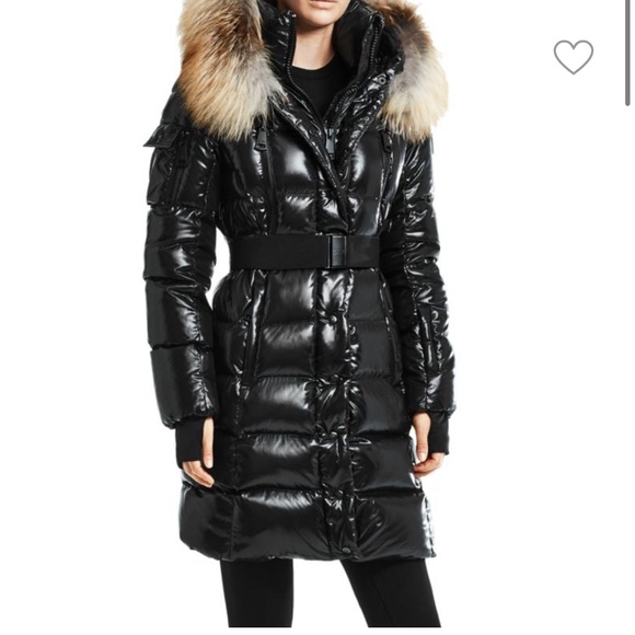 Sam. Infinity Fox Fur-Trim Belted Down Puffer Jacket - Picture 7 of 10